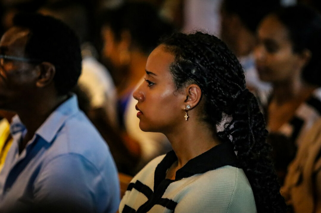 person listening attentively in conversation