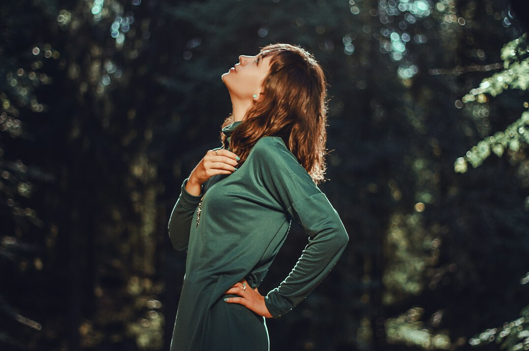 person practicing breathing exercise